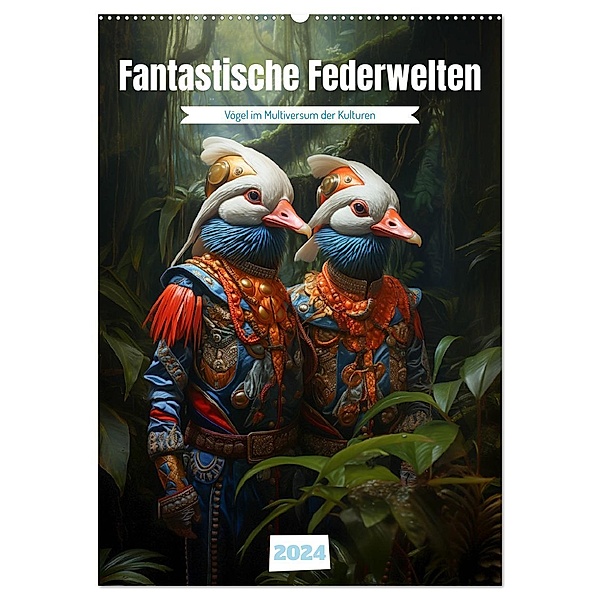 Fantastische Federwelten (Wandkalender 2024 DIN A2 hoch), CALVENDO Monatskalender, Julia Roder