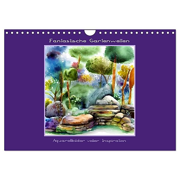 Fantastische Gartenwelten - Aquarellbilder voller Inspiration (Wandkalender 2024 DIN A4 quer), CALVENDO Monatskalender, IssaBild