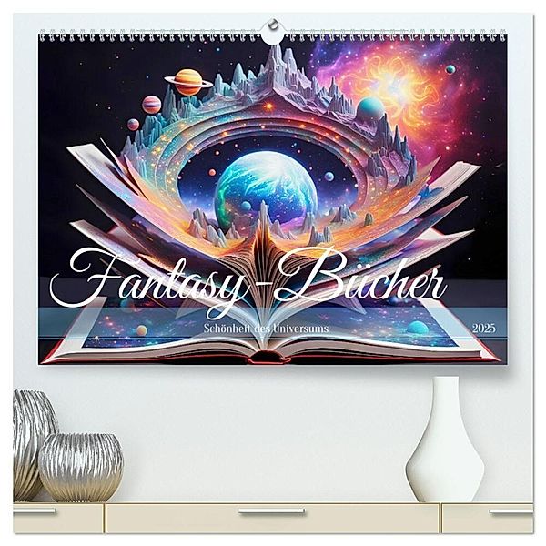 Fantasy-Bücher Schönheit des Universums (hochwertiger Premium Wandkalender 2025 DIN A2 quer), Kunstdruck in Hochglanz, Calvendo, Dusanka Djeric