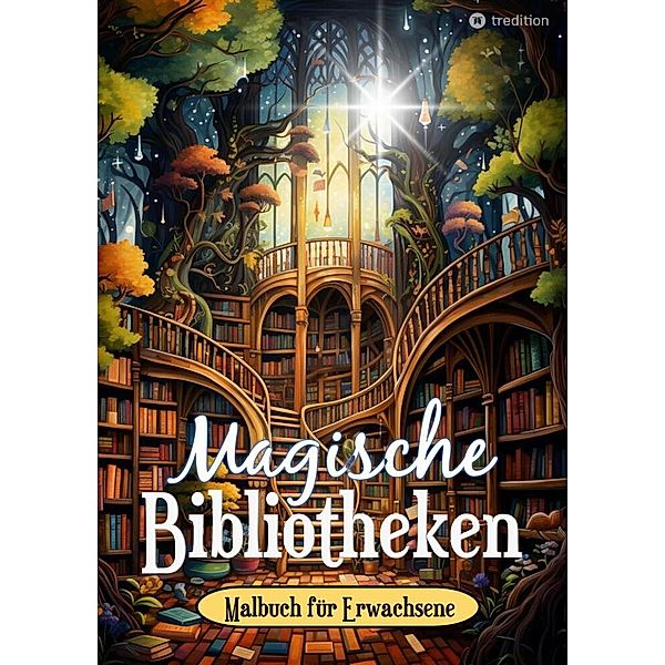 Fantasy Malbuch für Erwachsene und Jugendliche - Magische Bibliotheken Fantasiewelt Bücher - Ausmalbuch für Stressabbau & Achtsamkeit, Tarris Kidd