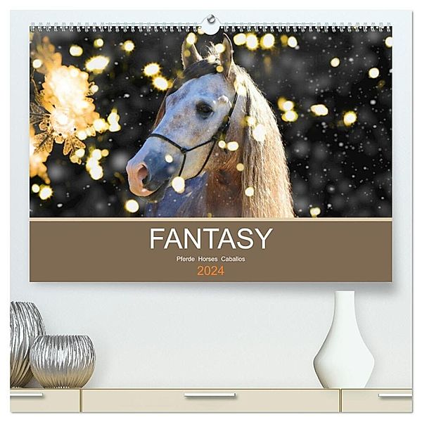 FANTASY Pferde Horses Caballos (hochwertiger Premium Wandkalender 2024 DIN A2 quer), Kunstdruck in Hochglanz, Petra Eckerl Tierfotografie