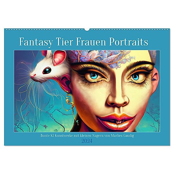 Fantasy Tier Frauen Portraits (Wandkalender 2024 DIN A2 quer), CALVENDO Monatskalender, Calvendo, Marlise Gaudig