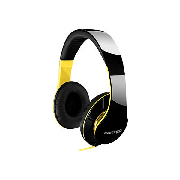 FANTEC SHP-250AJ-NY Stereo Kopfhoerer/Headset schwarz/gelb 40mm Lautsprecher 3,5mm Klinke 30-16.000Hz Emp. 106dB Kabellaenge 1,2m