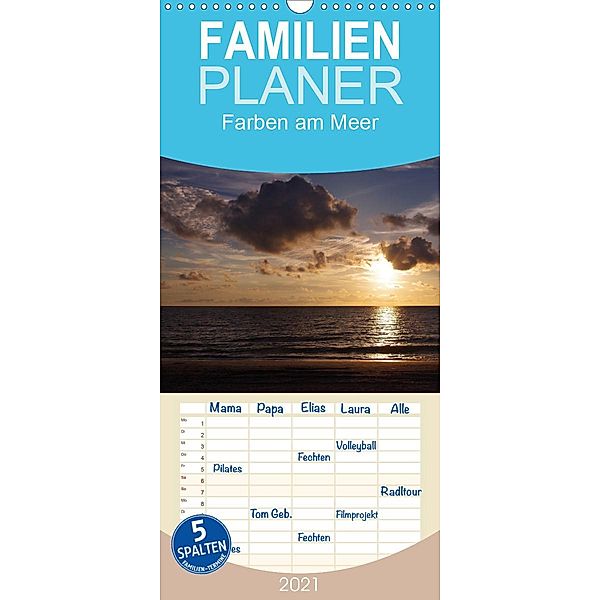 Farben am Meer - Familienplaner hoch (Wandkalender 2021 , 21 cm x 45 cm, hoch), Bianca Schumann