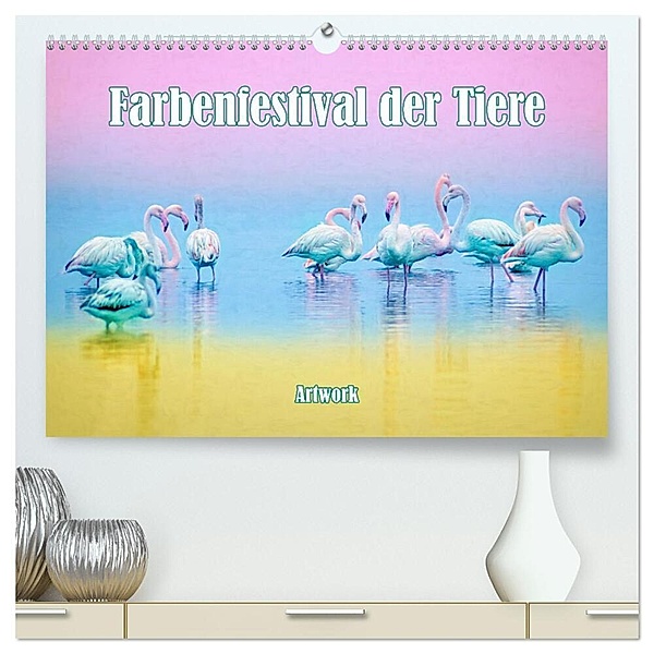 Farbenfestival der Tiere - Artwork (hochwertiger Premium Wandkalender 2024 DIN A2 quer), Kunstdruck in Hochglanz, Liselotte Brunner-Klaus