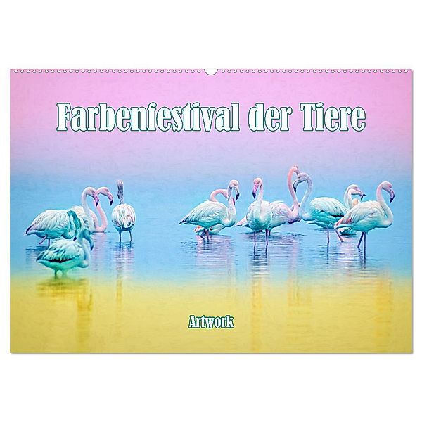 Farbenfestival der Tiere - Artwork (Wandkalender 2024 DIN A2 quer), CALVENDO Monatskalender, Liselotte Brunner-Klaus