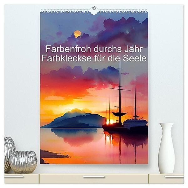 Farbenfroh durchs Jahr 2024 - Farbkleckse für die Seele (hochwertiger Premium Wandkalender 2024 DIN A2 hoch), Kunstdruck in Hochglanz, Anja Zachrau