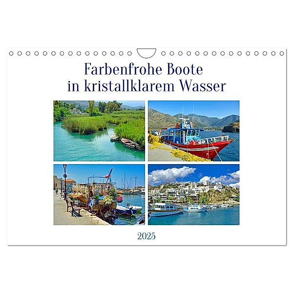 Farbenfrohe Boote in kristallklarem Wasser (Wandkalender 2025 DIN A4 quer), CALVENDO Monatskalender, Calvendo, Claudia Kleemann