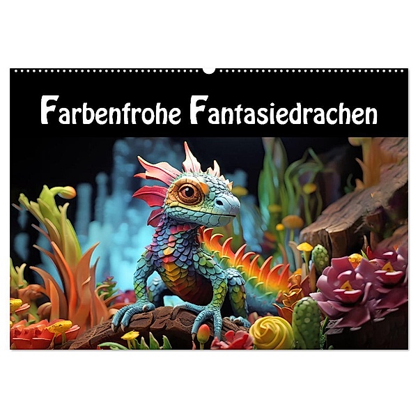 Farbenfrohe Fantasiedrachen (Wandkalender 2024 DIN A2 quer), CALVENDO Monatskalender, Calvendo, Liselotte Brunner-Klaus