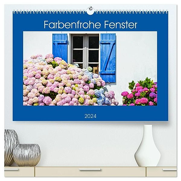Farbenfrohe Fenster (hochwertiger Premium Wandkalender 2024 DIN A2 quer), Kunstdruck in Hochglanz, Brinja Schmidt