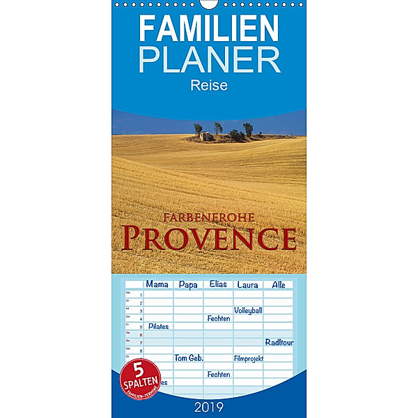 Farbenfrohe Provence - Familienplaner hoch (Wandkalender 2019 , 21 cm x 45 cm, hoch), Rick Janka