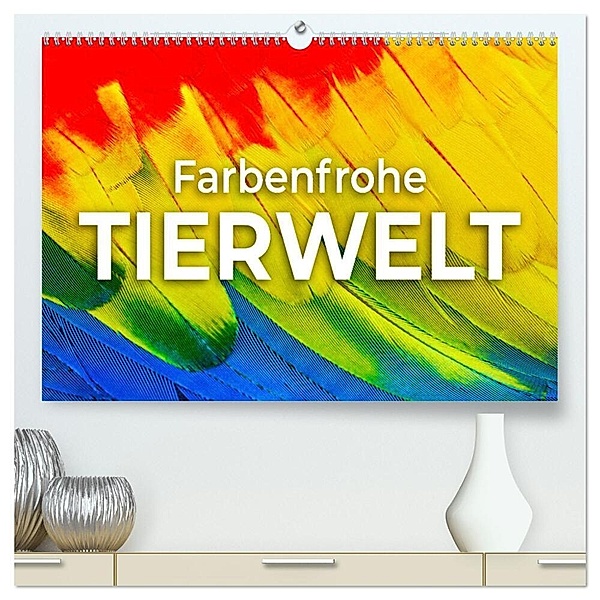 Farbenfrohe Tierwelt (hochwertiger Premium Wandkalender 2024 DIN A2 quer), Kunstdruck in Hochglanz, Happy Monkey