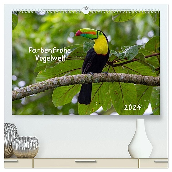 Farbenfrohe Vogelwelt (hochwertiger Premium Wandkalender 2024 DIN A2 quer), Kunstdruck in Hochglanz, Marion Springer