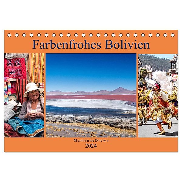 Farbenfrohes Bolivien (Tischkalender 2024 DIN A5 quer), CALVENDO Monatskalender, Marianne Drews