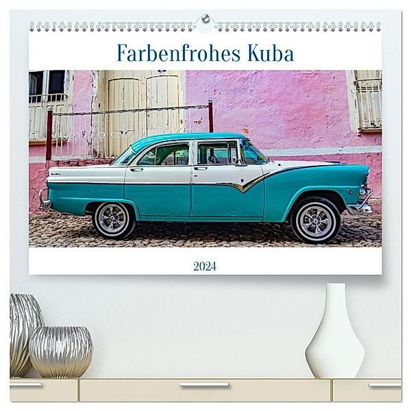 Farbenfrohes Kuba (hochwertiger Premium Wandkalender 2024 DIN A2 quer), Kunstdruck in Hochglanz, ellenlichtenheldt