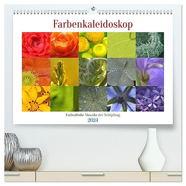 Farbenkaleidoskop (hochwertiger Premium Wandkalender 2024 DIN A2 quer), Kunstdruck in Hochglanz, Heiko Wolf