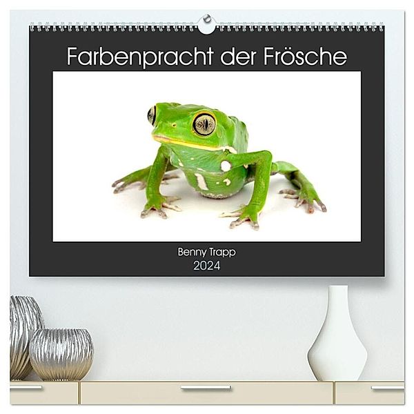 Farbenpracht der Frösche (hochwertiger Premium Wandkalender 2024 DIN A2 quer), Kunstdruck in Hochglanz, Benny Trapp