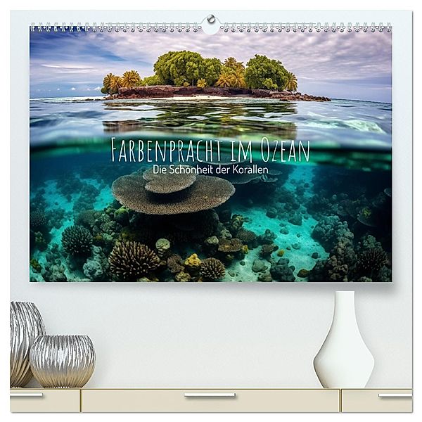 Farbenpracht im Ozean - Die Schönheit der Korallen (hochwertiger Premium Wandkalender 2024 DIN A2 quer), Kunstdruck in Hochglanz, Calvendo, artefacti