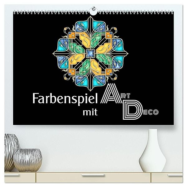 Farbenspiel mit Art Déco (hochwertiger Premium Wandkalender 2024 DIN A2 quer), Kunstdruck in Hochglanz, Lucia