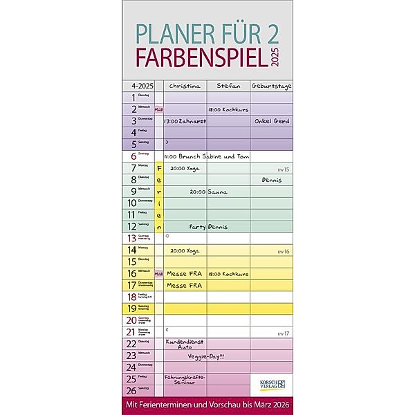 Farbenspiel - Planer für 2 2025