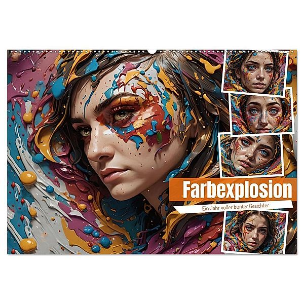 Farbexplosion - Ein Jahr voller bunter Gesichter (Wandkalender 2025 DIN A2 quer), CALVENDO Monatskalender, Calvendo, Babett Paul - Babetts Bildergalerie