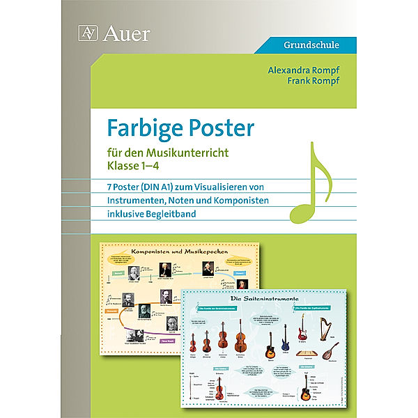 Farbige Poster für den Musikunterricht Klasse 1-4, 7 Poster, Frank Rompf, Alexandra Rompf