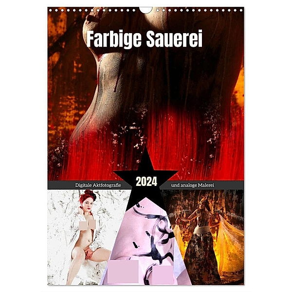 Farbige Sauerei - Digitale Fotografie und analoge Malerei (Wandkalender 2024 DIN A3 hoch), CALVENDO Monatskalender, Stefan Weis