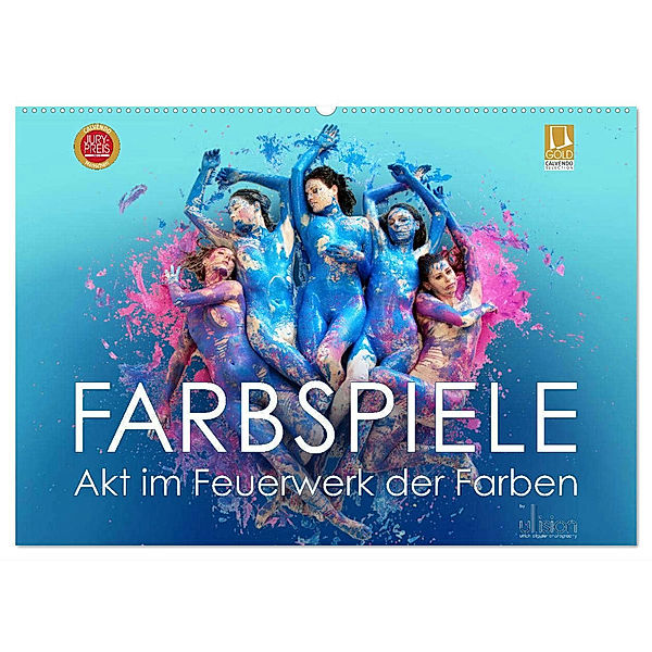 FARBSPIELE - Akt im Feuerwerk der Farben (Wandkalender 2024 DIN A2 quer), CALVENDO Monatskalender, Ulrich Allgaier (Ullision)