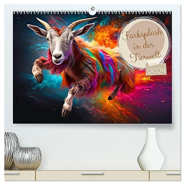 Farbsplash in der Tierwelt (hochwertiger Premium Wandkalender 2024 DIN A2 quer), Kunstdruck in Hochglanz, Rupert Kowalski