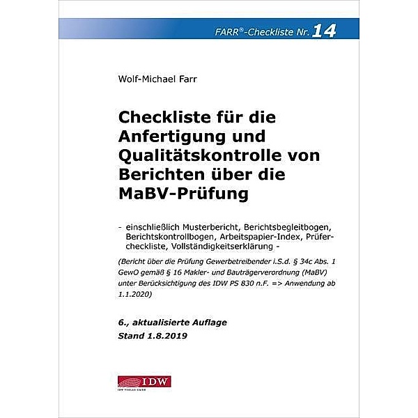 Farr, Checkliste 14 (Berichte MaBV-Prüfung), 6.A., Wolf-Michael Farr