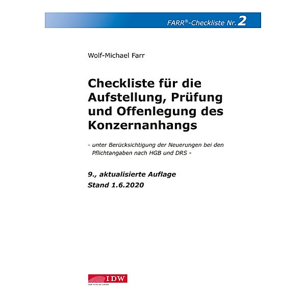 Farr, Checkliste 2 (Konzernanhang), 9. Aufl., Wolf-Michael Farr