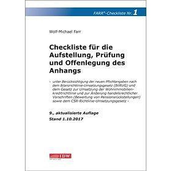 Farr, W: Checkliste 1 für die Aufstellung, Prüfung und Offen, Wolf-Michael Farr