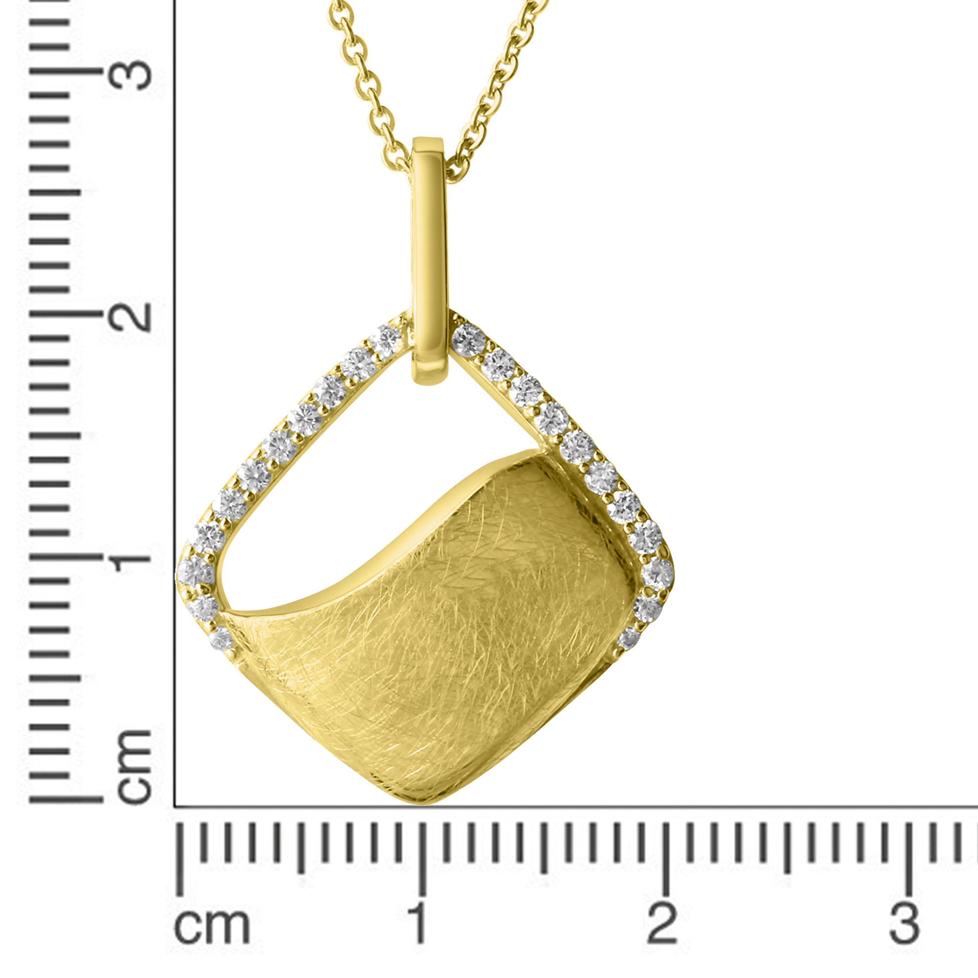 Fascination by Ellen K. Anhänger mit Kette 585 - Gold Zirkonia weiß 42 45cm  Gebürstet | Goldketten