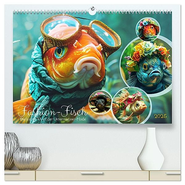 Fashion-Fisch. Die lustige Welt der Unterwasser-Mode (hochwertiger Premium Wandkalender 2025 DIN A2 quer), Kunstdruck in Hochglanz, Calvendo, Rose Hurley