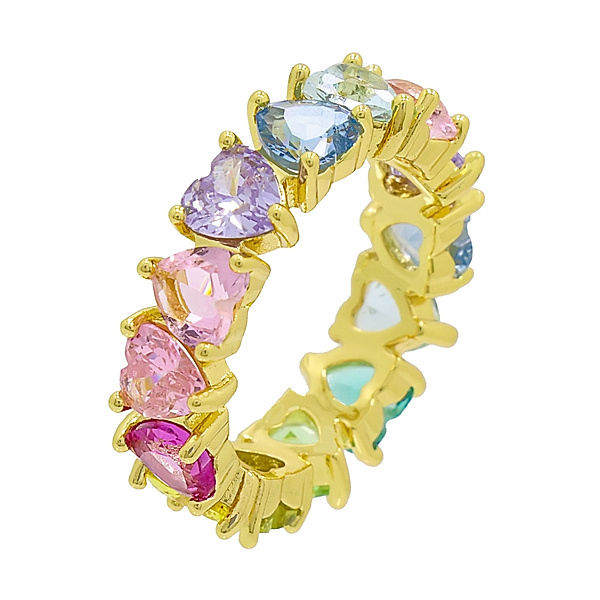 Fashionbox Ring Messing Kristall mehrfarbig Diamantiert (Größe: 054 (17,2))