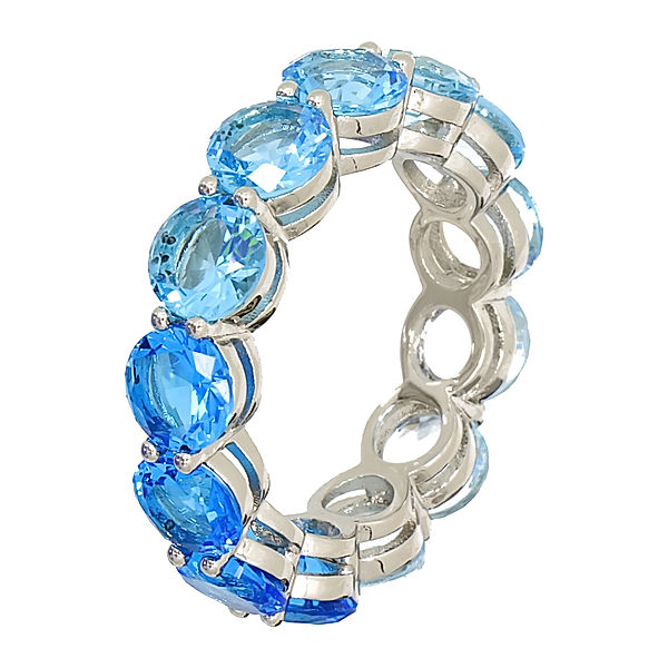 Fashionbox Ring Messing Zirkonia blau Diamantiert (Größe: 060 (19,1))