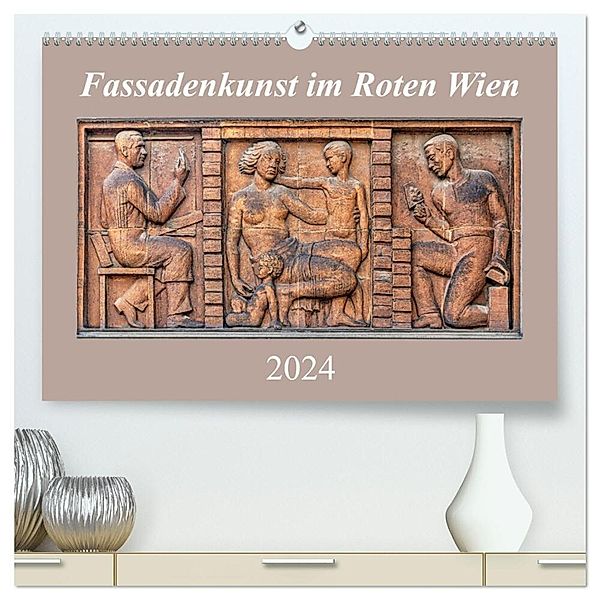 Fassadenkunst im Roten Wien (hochwertiger Premium Wandkalender 2024 DIN A2 quer), Kunstdruck in Hochglanz, Werner Braun