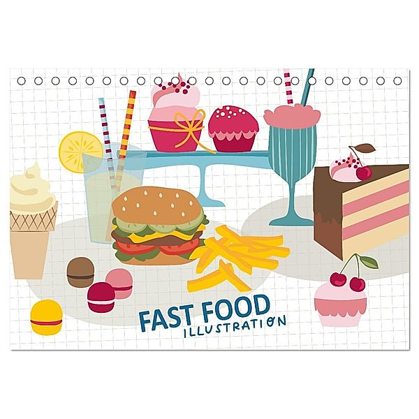 Fast Food Illustration (Tischkalender 2024 DIN A5 quer), CALVENDO Monatskalender, Calvendo, Izabella Markiewicz