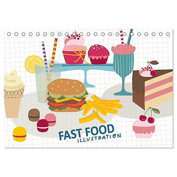 Fast Food Illustration (Tischkalender 2025 DIN A5 quer), CALVENDO Monatskalender, Calvendo, Izabella Markiewicz