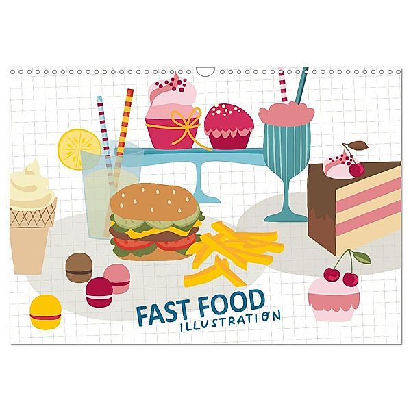 Fast Food Illustration (Wandkalender 2025 DIN A3 quer), CALVENDO Monatskalender, Calvendo, Izabella Markiewicz