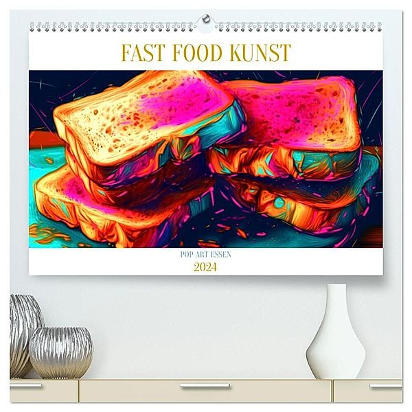 FAST FOOD KUNST (hochwertiger Premium Wandkalender 2024 DIN A2 quer), Kunstdruck in Hochglanz, Tim Alberts
