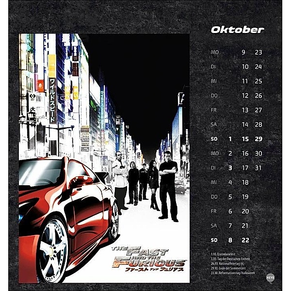 Fast & Furious Postkartenkalender 2023. Die Filmplakate im Postkartenformat. Kalender für Fans der Filmreihe - Postkarte