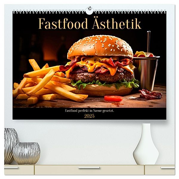 Fastfood Ästhetik (hochwertiger Premium Wandkalender 2025 DIN A2 quer), Kunstdruck in Hochglanz, Calvendo, Heidi Spiegler