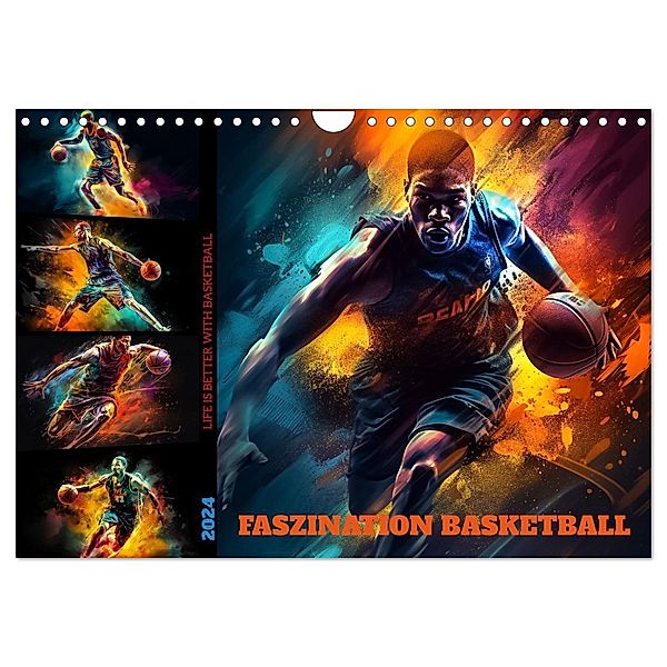 Faszination Basketball (Wandkalender 2024 DIN A4 quer), CALVENDO Monatskalender, Dirk Meutzner