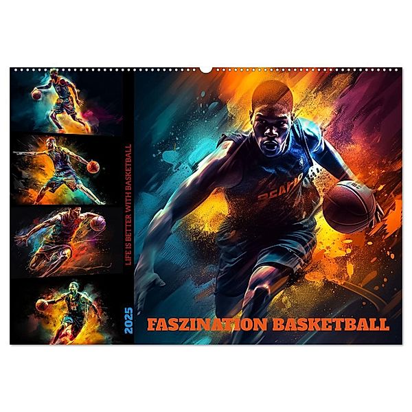 Faszination Basketball (Wandkalender 2025 DIN A2 quer), CALVENDO Monatskalender, Calvendo, Dirk Meutzner