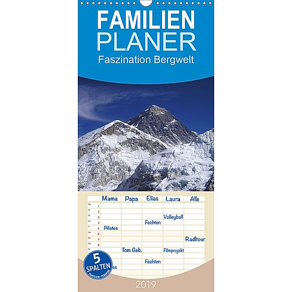 Faszination Bergwelt - Familienplaner hoch (Wandkalender 2019 , 21 cm x 45 cm, hoch), Jan Wolf