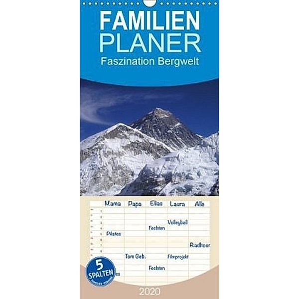 Faszination Bergwelt - Familienplaner hoch (Wandkalender 2020 , 21 cm x 45 cm, hoch), Jan Wolf