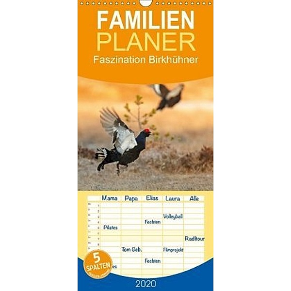 Faszination Birkhühner - Familienplaner hoch (Wandkalender 2020 , 21 cm x 45 cm, hoch), Gabi Marklein