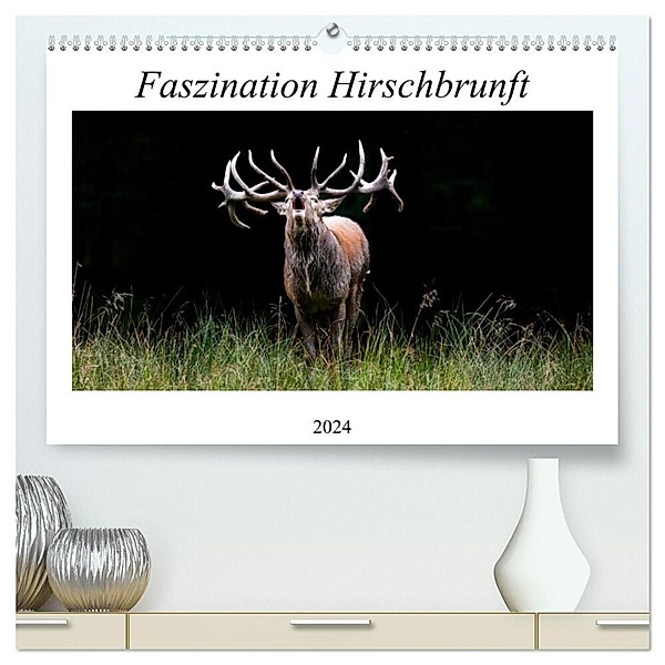 Faszination Hirschbrunft (hochwertiger Premium Wandkalender 2024 DIN A2 quer), Kunstdruck in Hochglanz, Daniela Fett