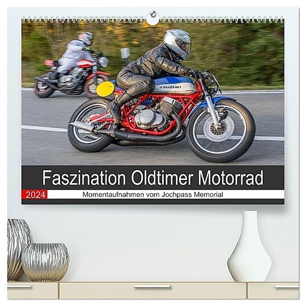 Faszination Oldtimer Motorrad - Momentaufnahmen vom Jochpass Memorial (hochwertiger Premium Wandkalender 2024 DIN A2 quer), Kunstdruck in Hochglanz, Stephan Läufer